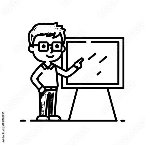 Illustration of teacher instructor presenting whiteboard education learning teaching knowledge training lesson plan