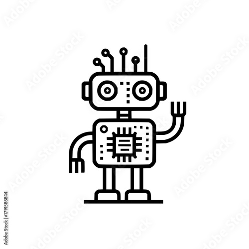 Robot vector illustration ai technology machine learning automation robotics future innovation artificial intelligence