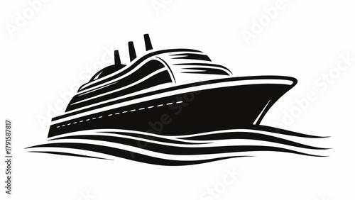 Sleek cruise ship sailing on majestic ocean waves, perfect for travel and vacation promotions