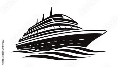 Elegant cruise ship sailing on open water for vacation brochures and travel marketing assets