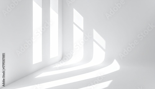 White space wall corner with light beam pattern