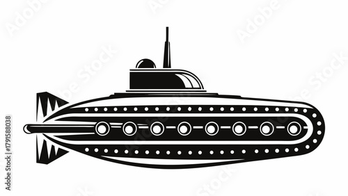 Iconic submarine design, vintage nautical vessel perfect for maritime history projects and ocean adventures