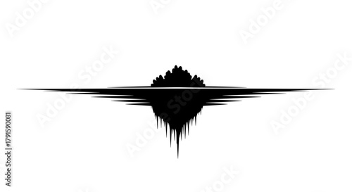 Algae on lake surface, environmental pollution, illustration style on transparent background