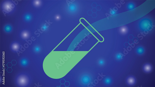 Bright science tube background featuring glowing lights and modern chemistry elements. Ideal for medical themes lab illustrations scientific banners and technology graphics.
