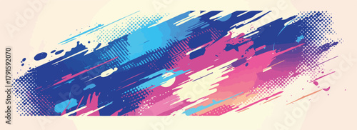 Abstrakte Vektor-Pinselstriche mit Farbverlauf und Halbtonmuster auf hellem Hintergrund