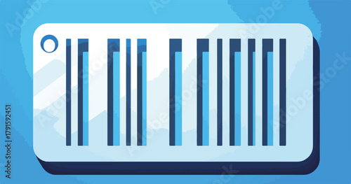 Abstrakter Barcode Vektor mit blauen und weißen Linien auf einem blauen Hintergrund, digitaler Code