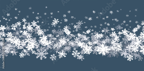Abstrakter Hintergrund mit fallenden Schneeflocken-Vektor-Illustration auf blauem Hintergrund