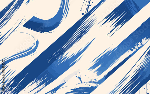 Abstrakte Pinselstriche in Blau und Beige erzeugen ein dynamisches und künstlerisches Muster für grafische Designs.