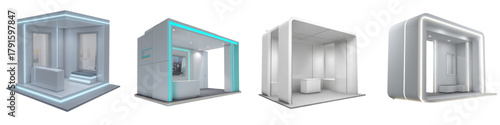 Modern trade show booth designs for product marketing and brand promotion, perfect for exhibitions, conventions, and retail spaces to attract customers and boost sales