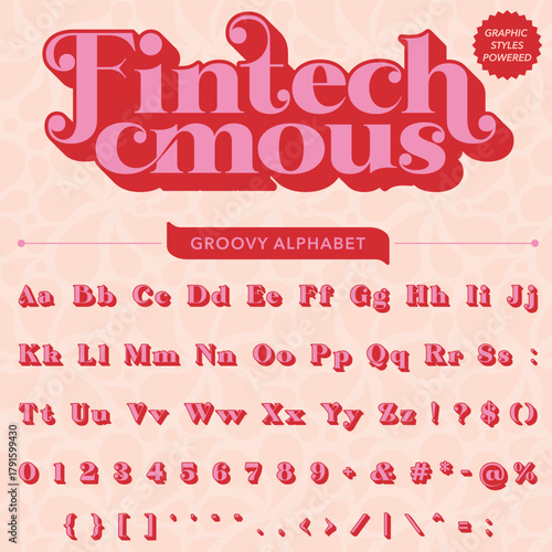 Serif Groovy Retro Vintage Bold Font alphabet vector file