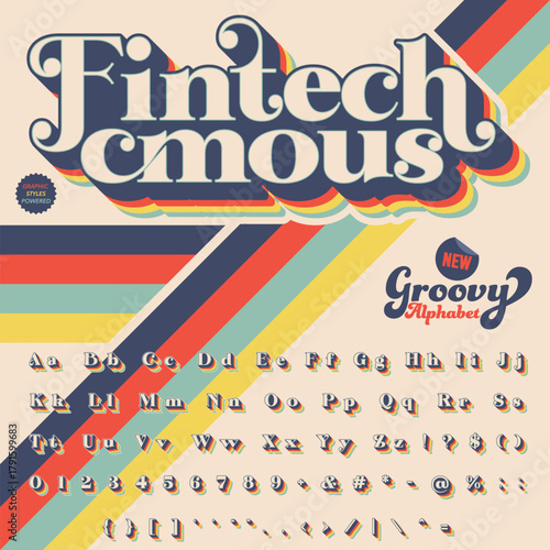 Serif Groovy Retro Vintage Bold Font alphabet vector file