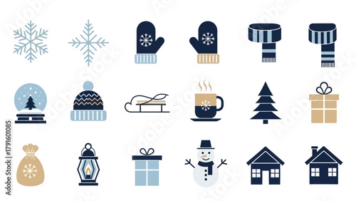 set of vector icons with landmarks