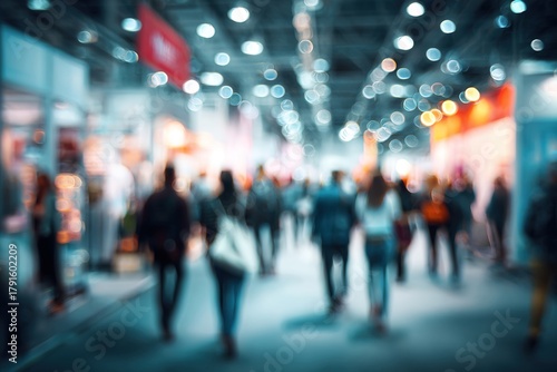 Wallpaper Mural Abstract blurred people at exhibition hall of expo event trade show. Business convention show or job fair. Business concept background. High quality Torontodigital.ca
