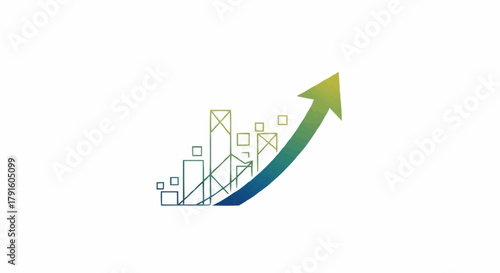 Upward Trend Arrow with Bar Graph Illustration.