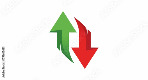 Green Up Arrow and Red Down Arrow Symbolizing Exchange and Direction.