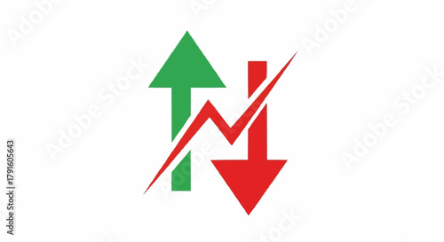 Up and Down Arrows with Line Crossing, Representing Market Fluctuations.
