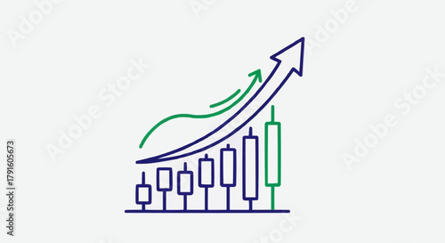 Stock Market Candlestick Chart Showing Positive Growth.