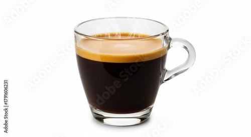 Steaming Espresso in a Clear Glass Mug, Coffee, Hot drink, Beverage