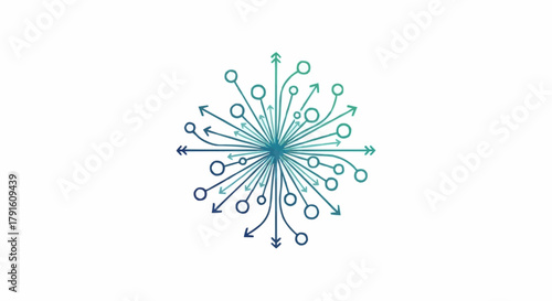 Abstract illustration of a network of connections and data flow.