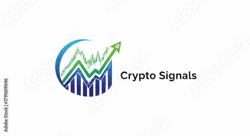 Crypto Signals Logo with Upward Trend Graph and Text.