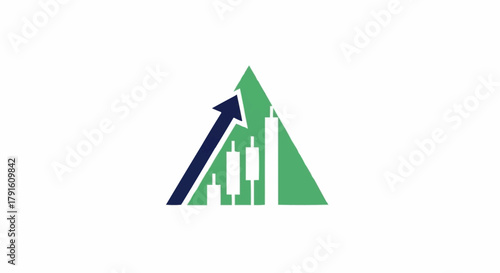 Financial growth concept represented by a green triangle and upward arrow.