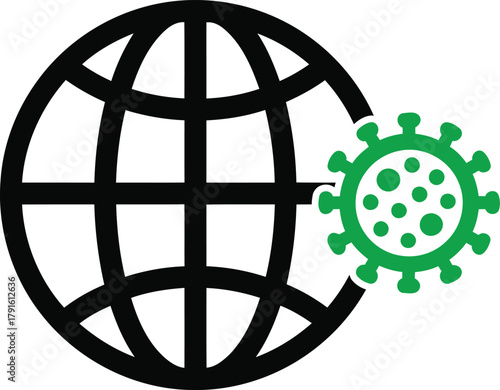 Global pandemic illustration depicting the world impacted by a virus outbreak and its widespread effect on global health and economies