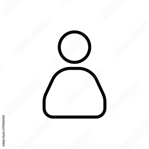 A minimalist line drawing representing a generic human figure, suitable for user profiles or identification.