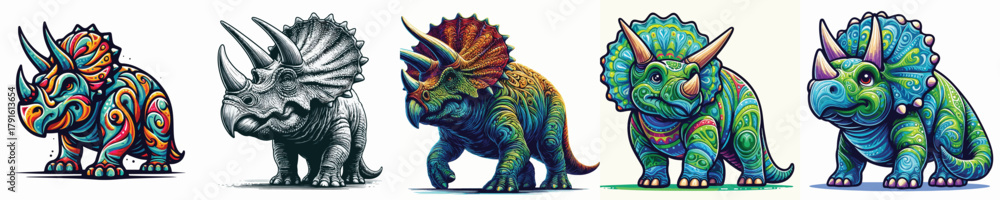 Fototapeta premium white background triceratops vector image