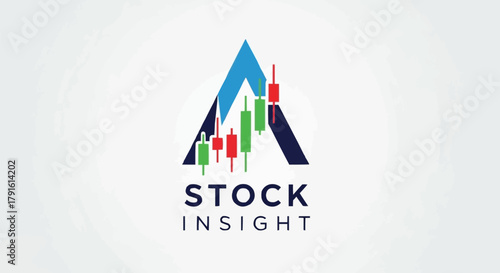 Stock Insight Logo with Upward Trend Candlestick Chart and Letter A.