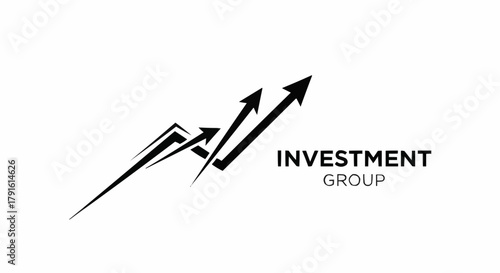 Investment Group Logo with Upward Arrows Symbolizing Growth and Financial Success.