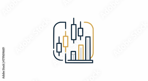 Financial Trading Candlestick and Bar Chart Icon.