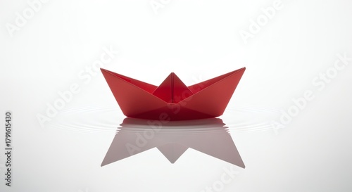 Wallpaper Mural Minimalist Isolated Red Paper Boat Sailing on Water Surface Torontodigital.ca