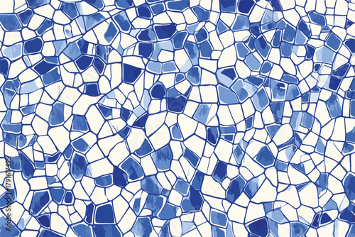 Abstract geometric pattern with irregular polygons in shades of blue and white.