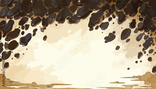 Abstrakte Illustration mit fließenden Formen und dunklen Farbtönen, die einen dynamischen und künstlerischen Hintergrund erzeugt.