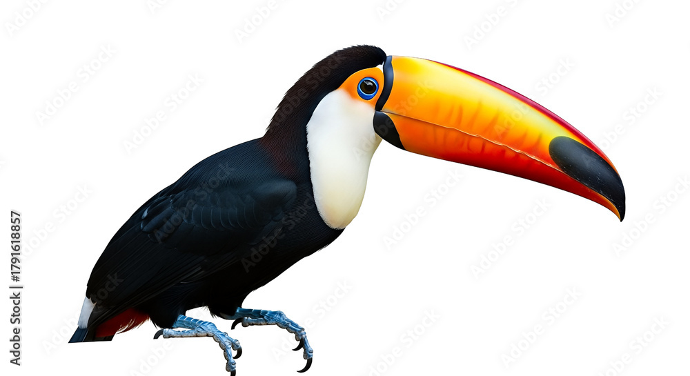 Obraz premium Toucan Bird with Large Orange Beak Isolated on transparent background, png