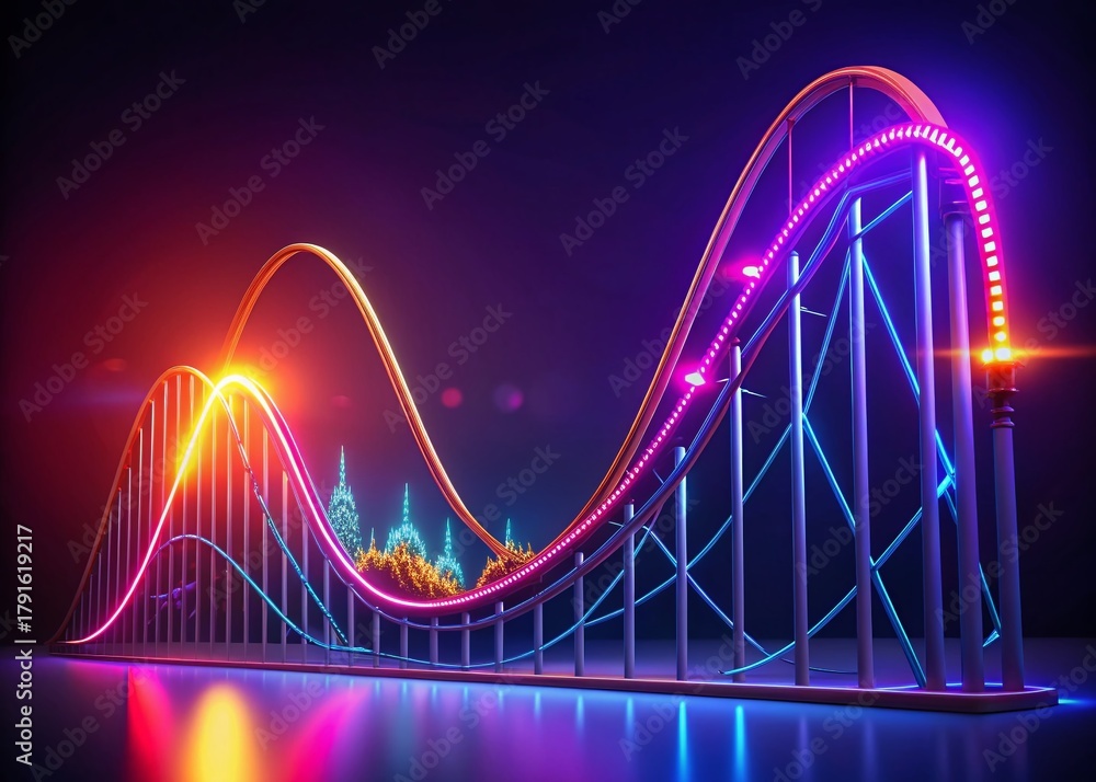 Fototapeta premium 3D Glowing Rollercoaster Graph: Visualizing Narrative Arc
