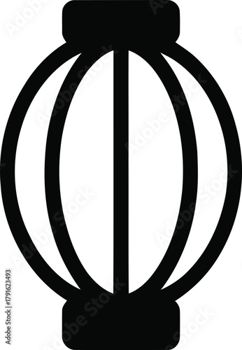 Chinese Lantern Vector – Minimalist Black Silhouette of Traditional Hanging Lamp for Festival, Cultural, and Decorative Design Projects