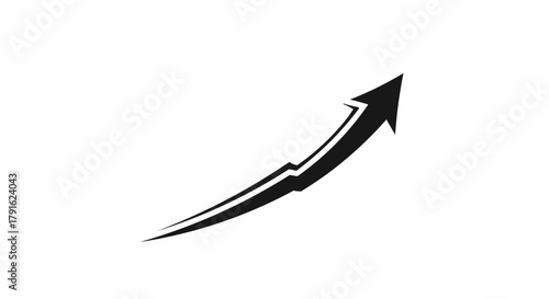 Black upward arrow representing growth and progress on a white background.