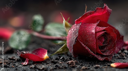 Red Rose Close-Up: Romantic Flower Photography with Dew Drops
