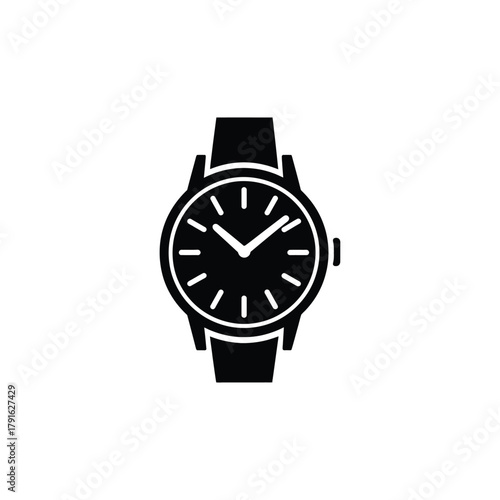 Classic Wristwatch with Transparent Background, Timepiece Accessory Icon, Simple Design