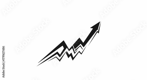 Stylized Arrow Ascending with Zigzag Line, Symbolizing Growth and Progress.
