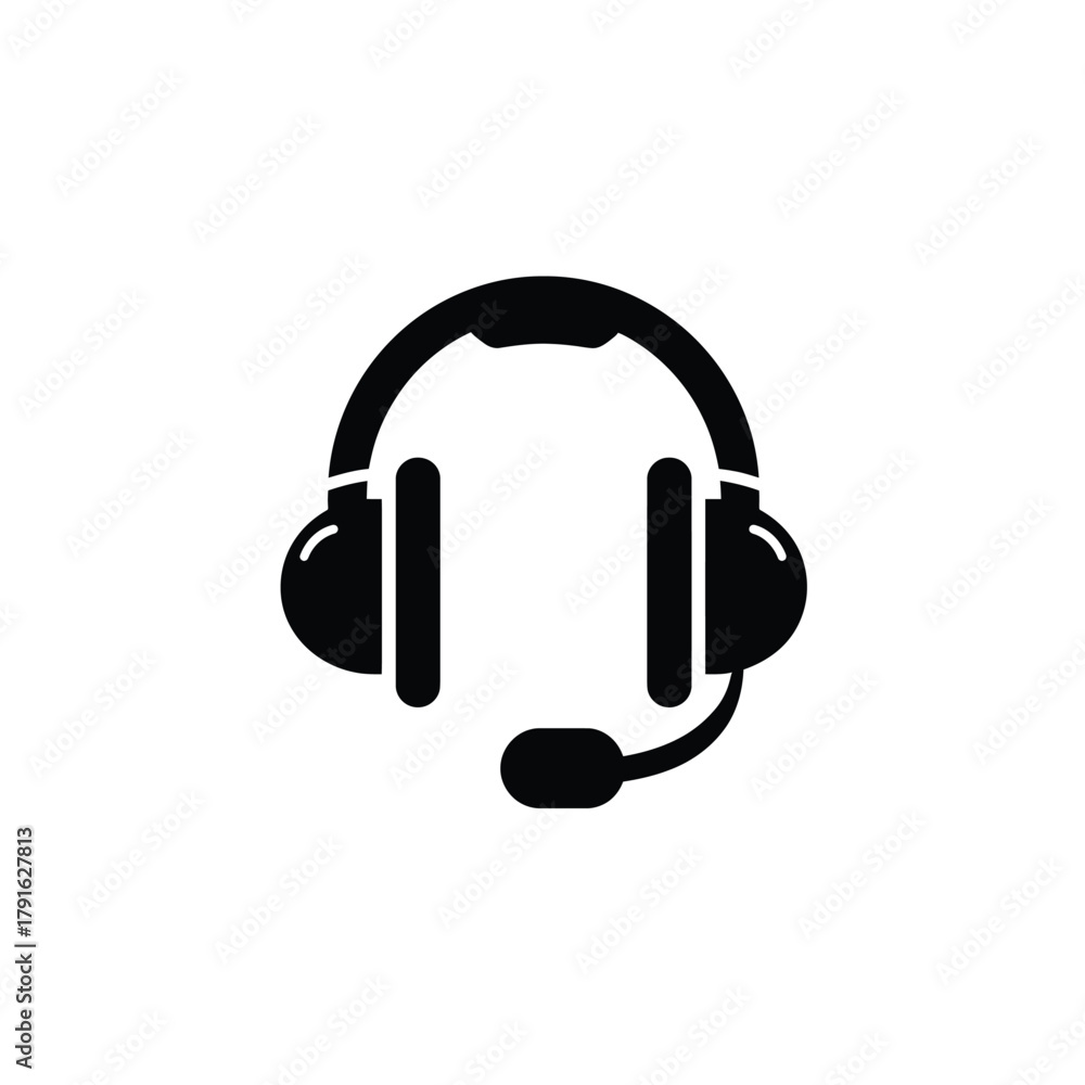 Fototapeta premium Headset Icon with Microphone on Transparent Background, Customer Service Symbol