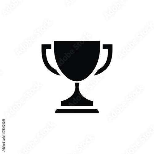 Isolated Black Trophy Cup Icon on Transparent Background for Recognition Reward