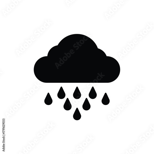 Silhouette Cloud Raindrops Isolated on Transparent Backdrop for Digital Use
