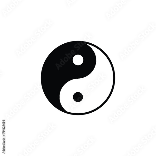 Yin Yang Symbol With Transparent Background, Taijitu Black and White Circle Icon