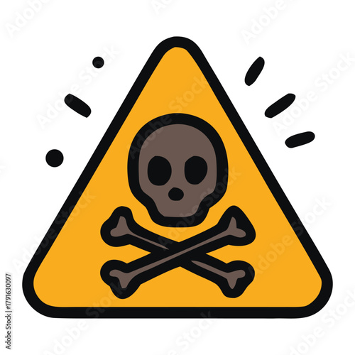 Hazardous materials warning sign with skull and crossbones symbol suitable for safety, danger, warning themes in graphic design projects.