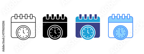 Time icon set multiple style collection