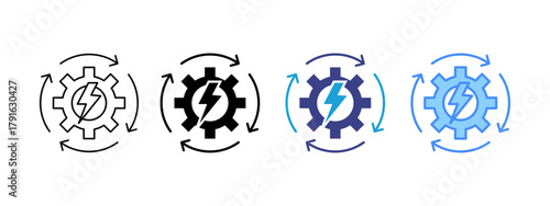 Efficiency icon set multiple style collection