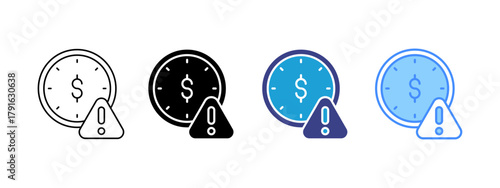 Clock icon set multiple style collection