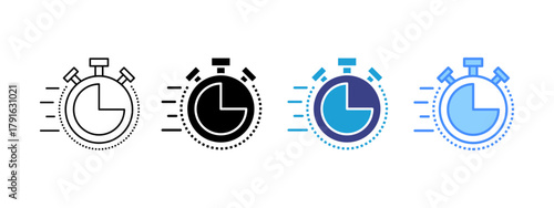 Stopwatch icon set multiple style collection